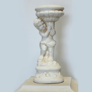 Ivory Marble Cherub Statue - Right Side